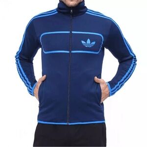 Adidas Track Jacket Street Diver Blue Full Zip Long Sleeve